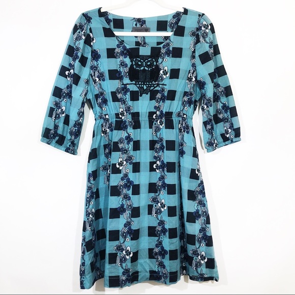 Anthropologie Dresses & Skirts - Numph Make An Entrance | Plaid Embroidered Dress